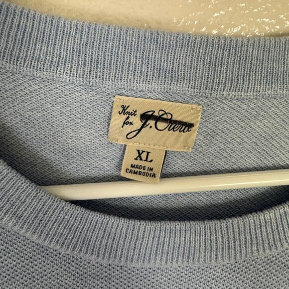 J.Crew Knit Short-Sleeve Cotton Piqué-Stitch Sweater Men XL Heather Sky Pullover - Picture 5 of 9